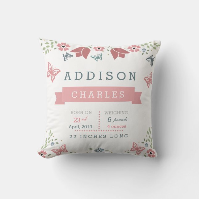 Almohada floral del Stats del bebé del jardín de (Anverso)