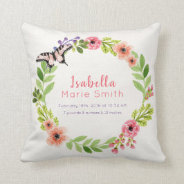 Almohada floral elegante del cuarto de niños del