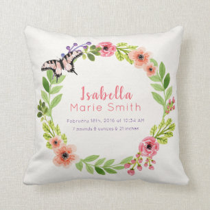 Almohada floral elegante del cuarto de niños del