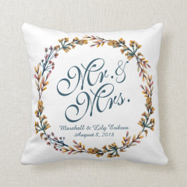 Almohada floral elegante personalizada de la boda