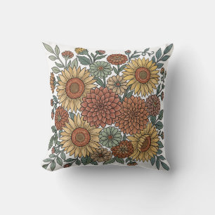 Almohada Floral en Tonos Terrosos Suaves
