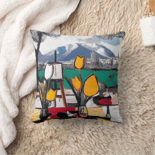 Almohada floral estilo Picasso & Matisse