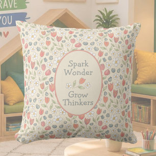 Almohada floral inspiradora para el aula para maes