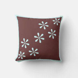 almohada floral marrón y azul / azul verdoso