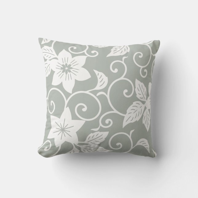 Almohada floral - modelo de los gris plateados (Anverso)