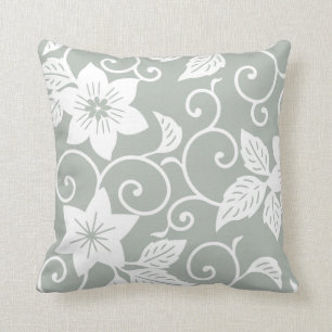 Almohada floral - modelo de los gris plateados