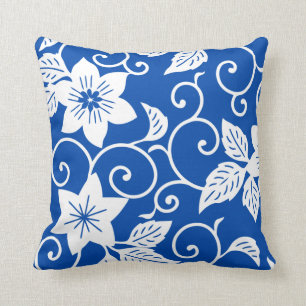 Almohada floral - modelo del azul de cobalto