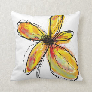 Almohada floral naranja-amarilla