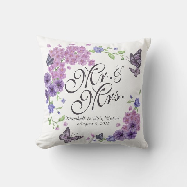Almohada floral personalizada de la boda de las (Anverso)