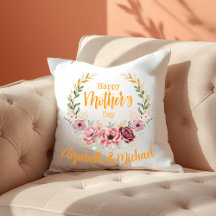 Almohada floral personalizada Feliz Día de la Madr