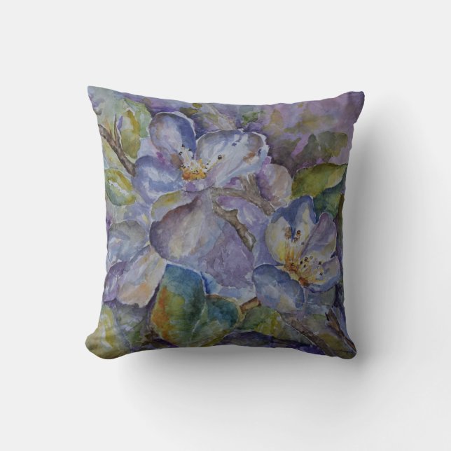 Almohada floral púrpura del arte de la acuarela (Anverso)