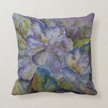 Almohada floral púrpura del arte de la acuarela