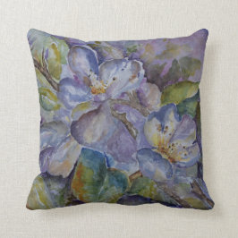 Almohada floral púrpura del arte de la acuarela