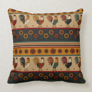 Almohada floral rayada del gallo