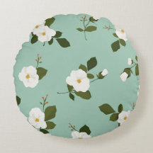 Almohada floral redonda verde azulada del acento