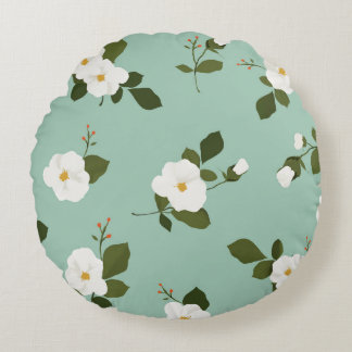 Almohada floral redonda verde azulada del acento