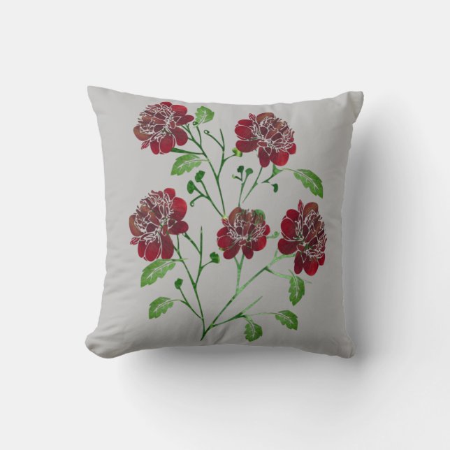 Almohada Floral Roja (Anverso)