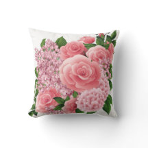 Almohada floral rosa sonrojado | Almohada de 16x16