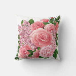 Almohada floral rosa sonrojado | Almohada de 16x16