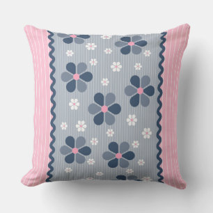 Almohada floral rosa y azul