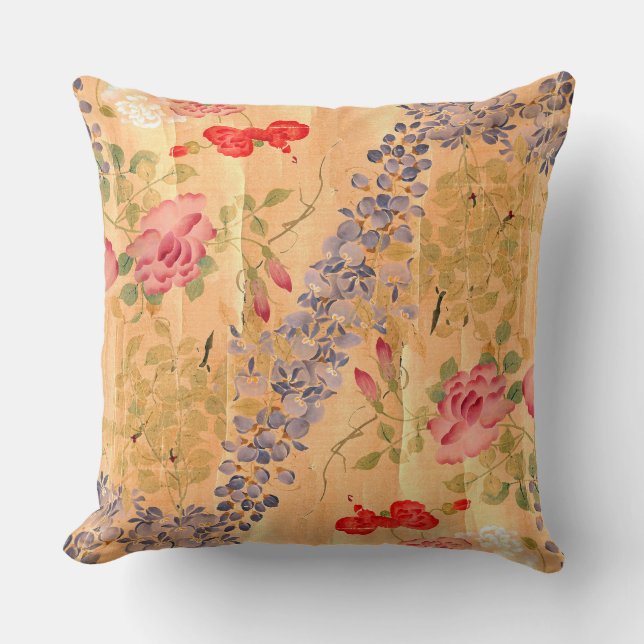 Almohada floral subió glicinias botánicas de la (Anverso)