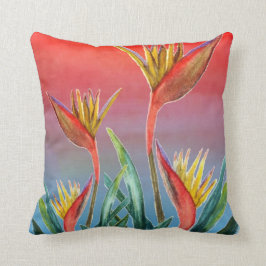 Almohada floral tropical ave del paraíso