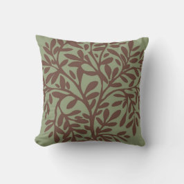 Almohada floral verde reversible y marrón