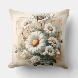Almohada floral vintage de cumpleaños de abril Dai