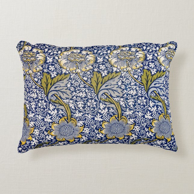 Almohada Flores Azules y Amarillas de William Morr (Anverso)
