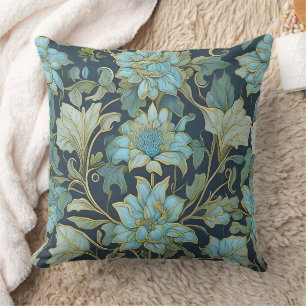 Almohada Flores Turquesa de William Morris