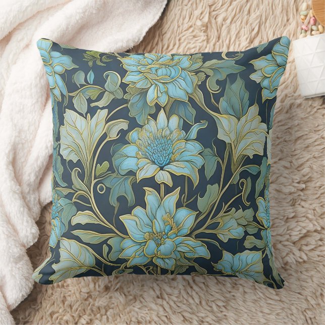 Almohada Flores Turquesa de William Morris (Manta)