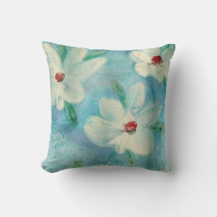 Almohada Florida De Color Blanco Rojo Y Azul Flora