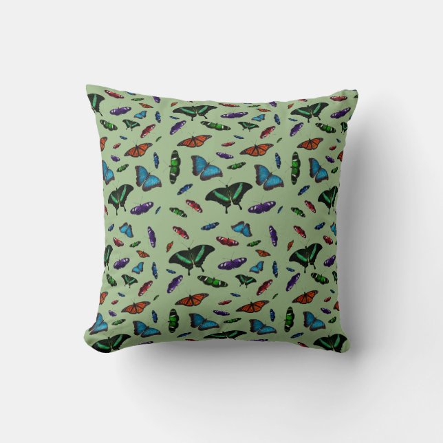 Almohada Flutterbies (verde claro) (Anverso)
