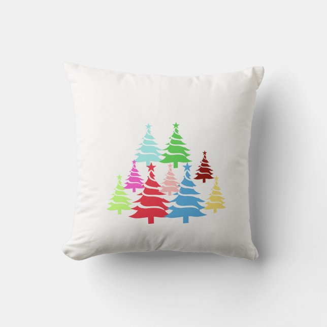 Almohada Forestal Festiva – Árboles de Navidad Col (Anverso)