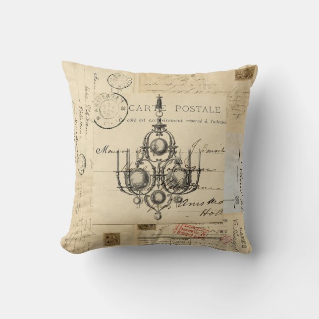 Almohada francesa de las postales de la lámpara (Anverso)