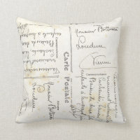 Almohada francesa de postal vintage (escritura fra