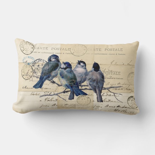 Almohada francesa de postales de Bluebirds (Anverso)