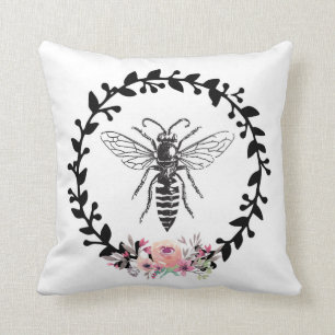 Almohada francesa floral de la acuarela blanca