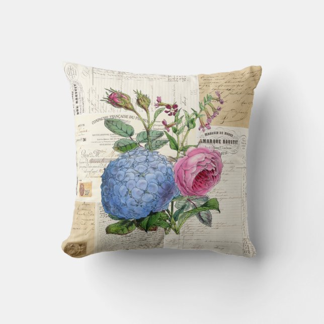 Almohada francesa floral del vintage (Anverso)