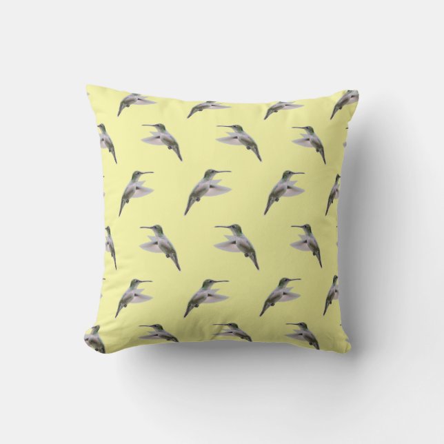 Almohada Frenesí de Colibrí (Amarillo Claro) (Anverso)