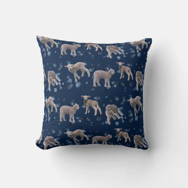 Almohada Frenesí de Cordero (Azul Marino) (Anverso)