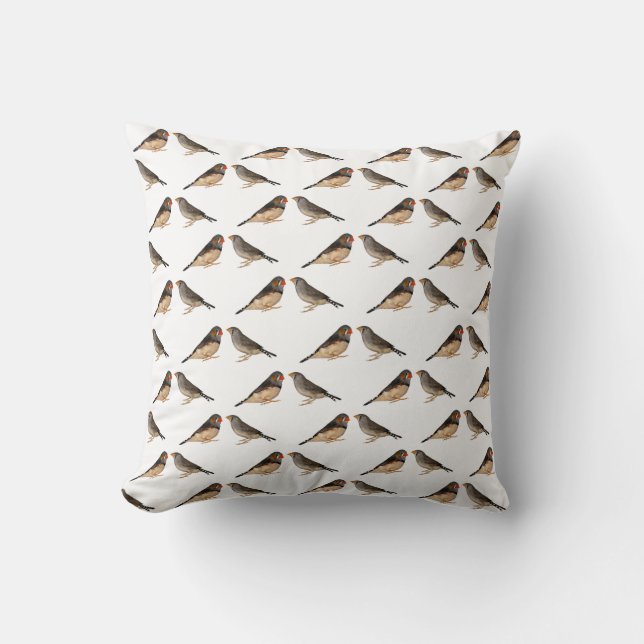 Almohada Frenesí de Pinzón Ceja Negra (Blanco) (Anverso)