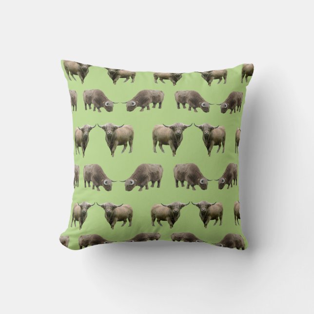Almohada Frenesí de Vaca de las Tierras Altas (Ver (Anverso)