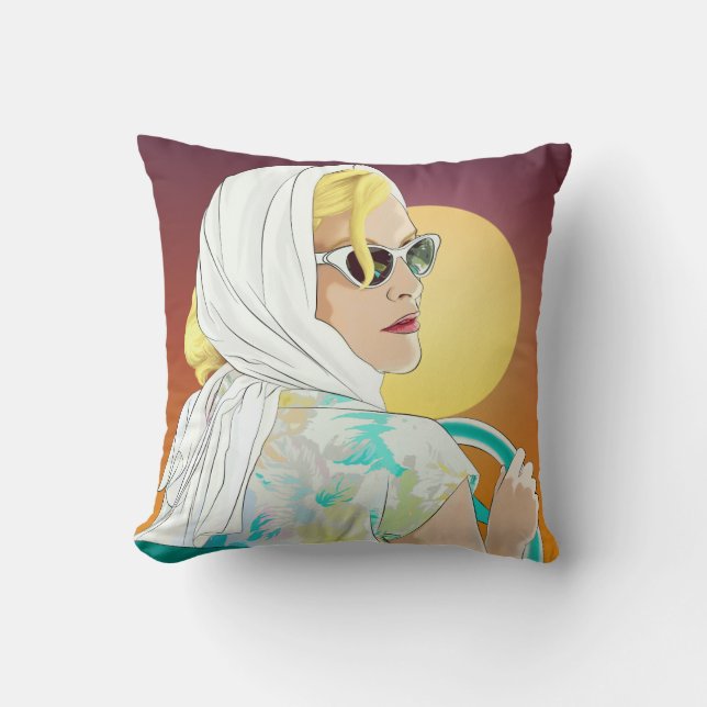 almohada fresca 60s del ilustracion de la mujer (Anverso)