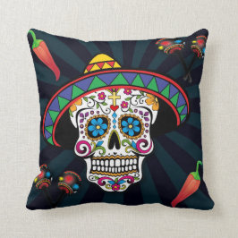 Almohada Fresca Calavera Azucarada Mexicana