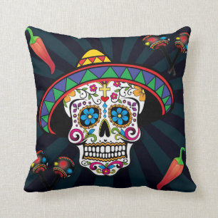 Almohada Fresca Calavera Azucarada Mexicana