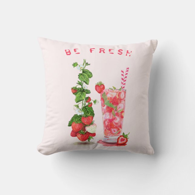Almohada fresca para beber fresas - Texto Personal (Anverso)