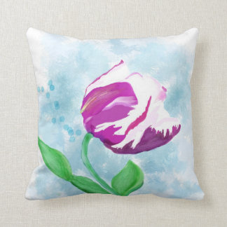 Almohada fucsia de la acuarela del tulipán