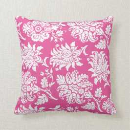Almohada fucsia y blanca del damasco
