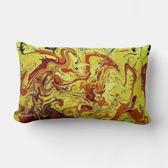 Almohada "Fuego de Dragón" (Lumbar de Algodón) (Anverso)